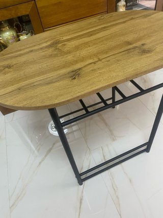 Mesa de cocina ovalada madera y metal