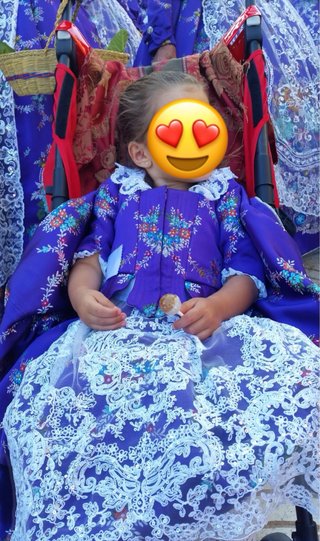 Traje Alicantina Niña Morado Encaje