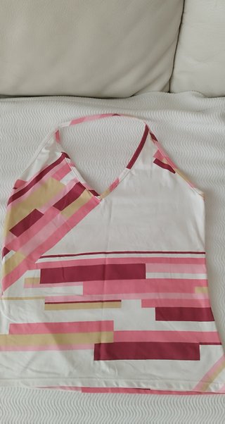 Top de rayas rosa y blanco
