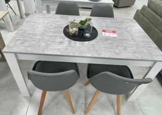 Mesa de comedor gris y blanca