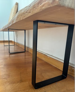 Banco artesanal madera y hierro
