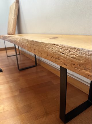 Banco artesanal madera y hierro
