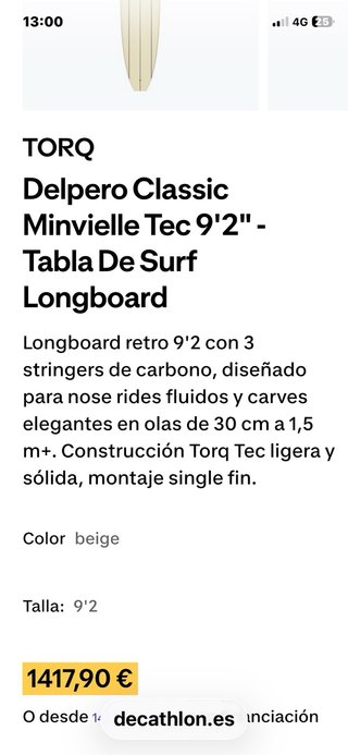 Tabla de surf Torq Delpero CL Tec 9'2