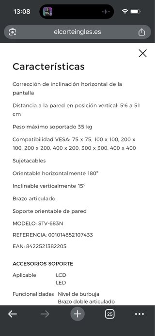 Soporte de TV Fonestar Premium (de 23´´ a 65´´)
