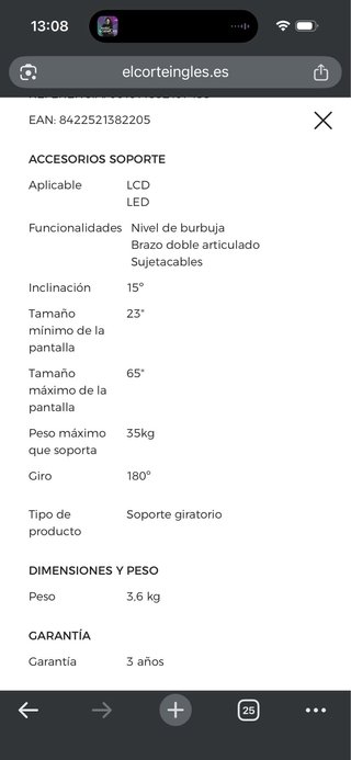 Soporte de TV Fonestar Premium (de 23´´ a 65´´)