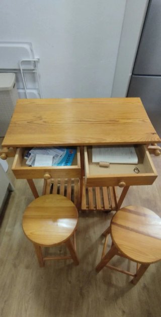 Mesa Cocina Plegable con 2 Taburetes