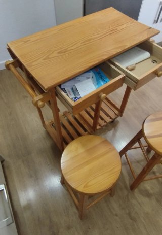 Mesa Cocina Plegable con 2 Taburetes