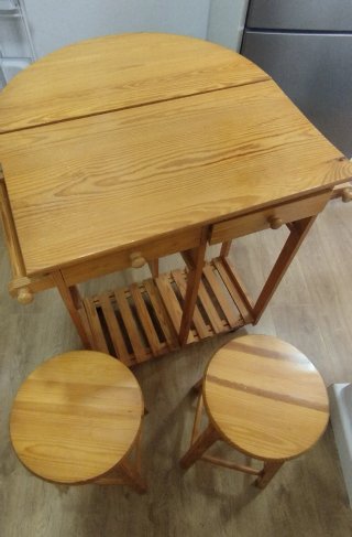 Mesa Cocina Plegable con 2 Taburetes
