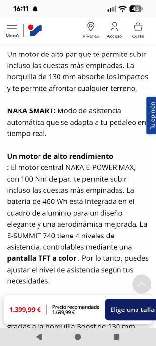 Bicicleta eléctrica Nakamura Summit 740