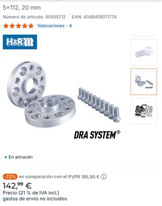 Separadores H&R 5x112 Grupo Vag