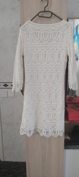 Vestido Massimo Dutti encaje blanco T40