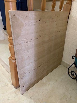 Mesa de cristal, metacrilato y marmol.