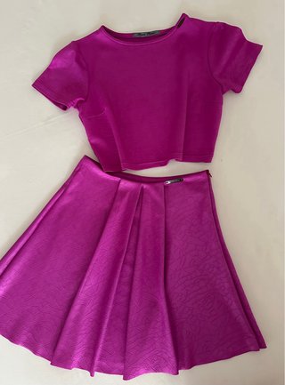 Completo gonna e top fuxia