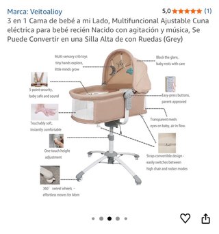 Cuna 3 en 1 Veitoalioy Ajustable Eléctrica