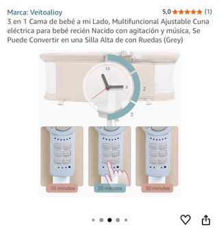 Cuna 3 en 1 Veitoalioy Ajustable Eléctrica