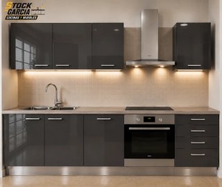 PROMO!Cocina Gris Brillo+ Electrodomésticos