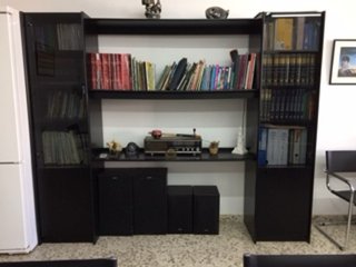 Mueble vitrina negro con luz