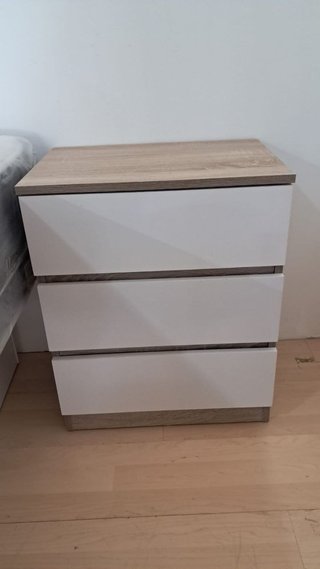 Mesita de noche blanca y madera (2 unidades)