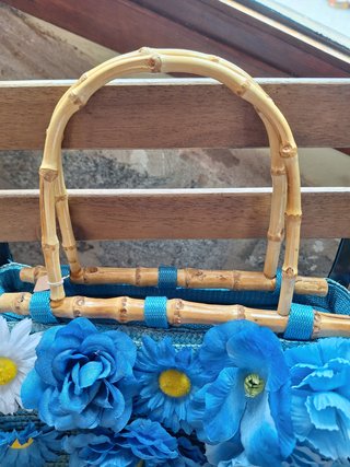 Bolso de mano Vintage Flores Azul/Blanco