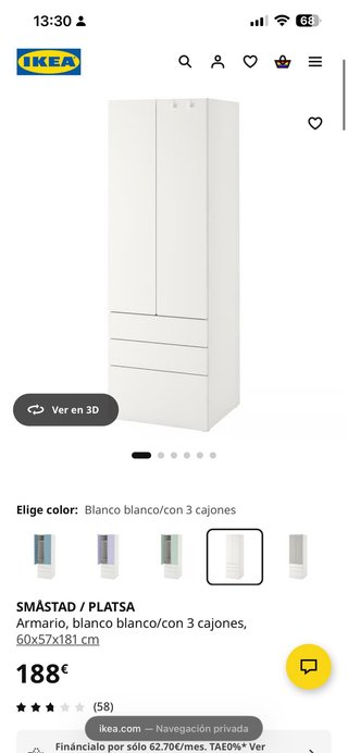 Armario Ikea SMASTAD blanco versátil