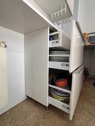 Mueble Cocina Blanco 80cm 3 Cajones y barra 160cm