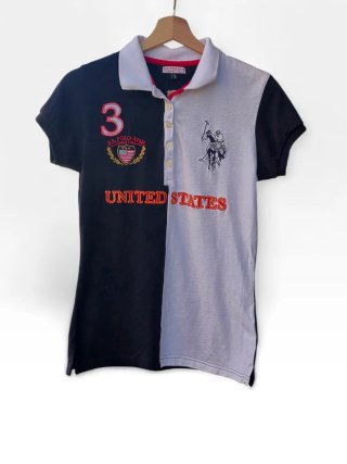 Polo U.S. Polo Assn. Donna Bicolore Nero Bianco M