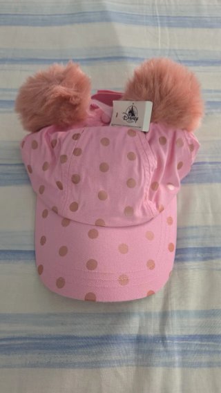 Gorra Disney rosa lunares con pompones