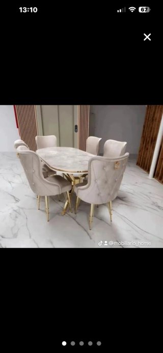 Mesa Turca Ovalada con 6 Sillas