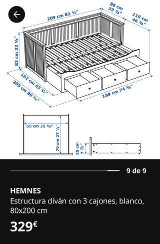 Cama Diván Hemnes Ikea Blanca