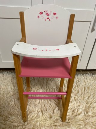 Juego Cuna y Trona  de madera para muñecas