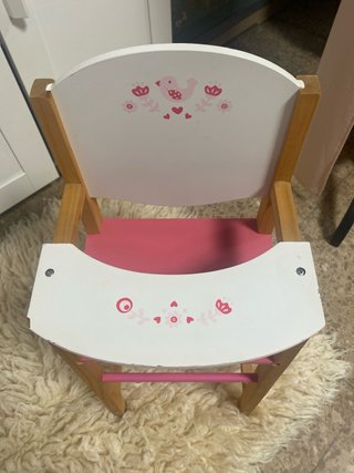Juego Cuna y Trona  de madera para muñecas