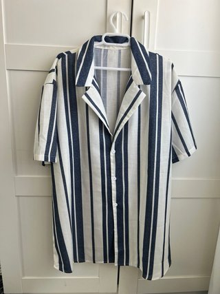 Camisa Rayas Azul y Blanca
