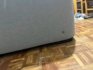 Sofá de tela beige/gris