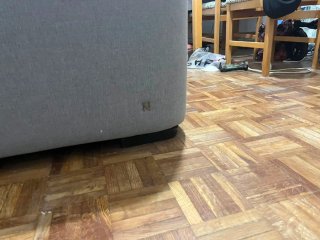 Sofá de tela beige/gris