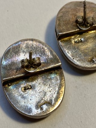 Orecchini vintage argento 925 onice e marcasite