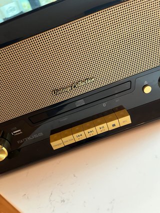 Tocadiscos Vintage Negro y Dorado