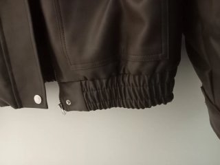 Chaqueta bomber efecto piel Shein marrón