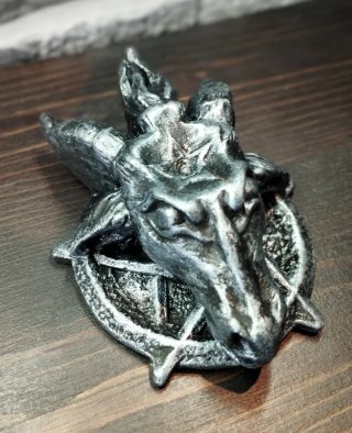 Scultura Baphomet Pentagramma Bavar Gotico