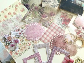 Lote 35+ papeles y pegatinas vintage