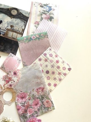 Lote 35+ papeles y pegatinas vintage