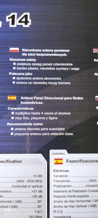 Antena WiFi Interline Panel 14 2.4 GHz