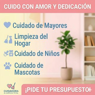 Cuidadora de mayores y servicios de limpieza