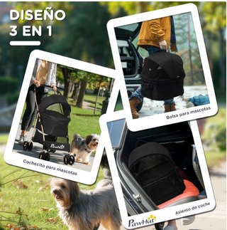 Carrito Perro Pequeño 3 en 1 PawHut