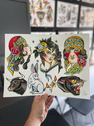 Pintura Original Tattoo Flash A3