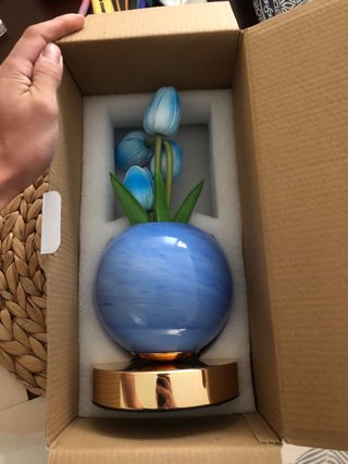 Lámpara Tulipán Azul y Dorada