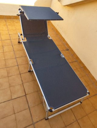 Tumbona plegable aluminio con parasol