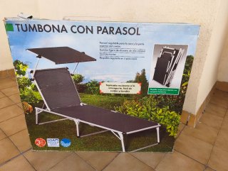 Tumbona plegable aluminio con parasol