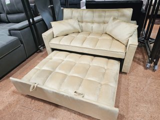Sofá Cama 2 Plazas Terciopelo Beige