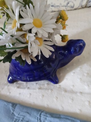 2 Tortugas de cerámica azul