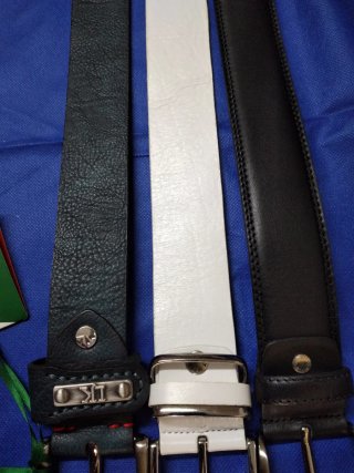 Set 3 Cinture Uomo Pelle Nere e Bianche